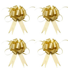 30 Pack Large Ribbon Pull Bows in Plastic Box, Wrap Present Decoration Pull Bows for Bouquets Arrangements Wedding Christmas Party Wall Décor(Gold)