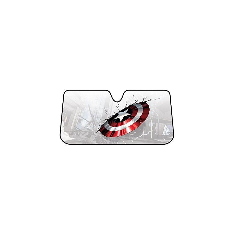 003756R01 Captain America Marvel Broken Shield Accordion Bubble Sunshade 081134137565