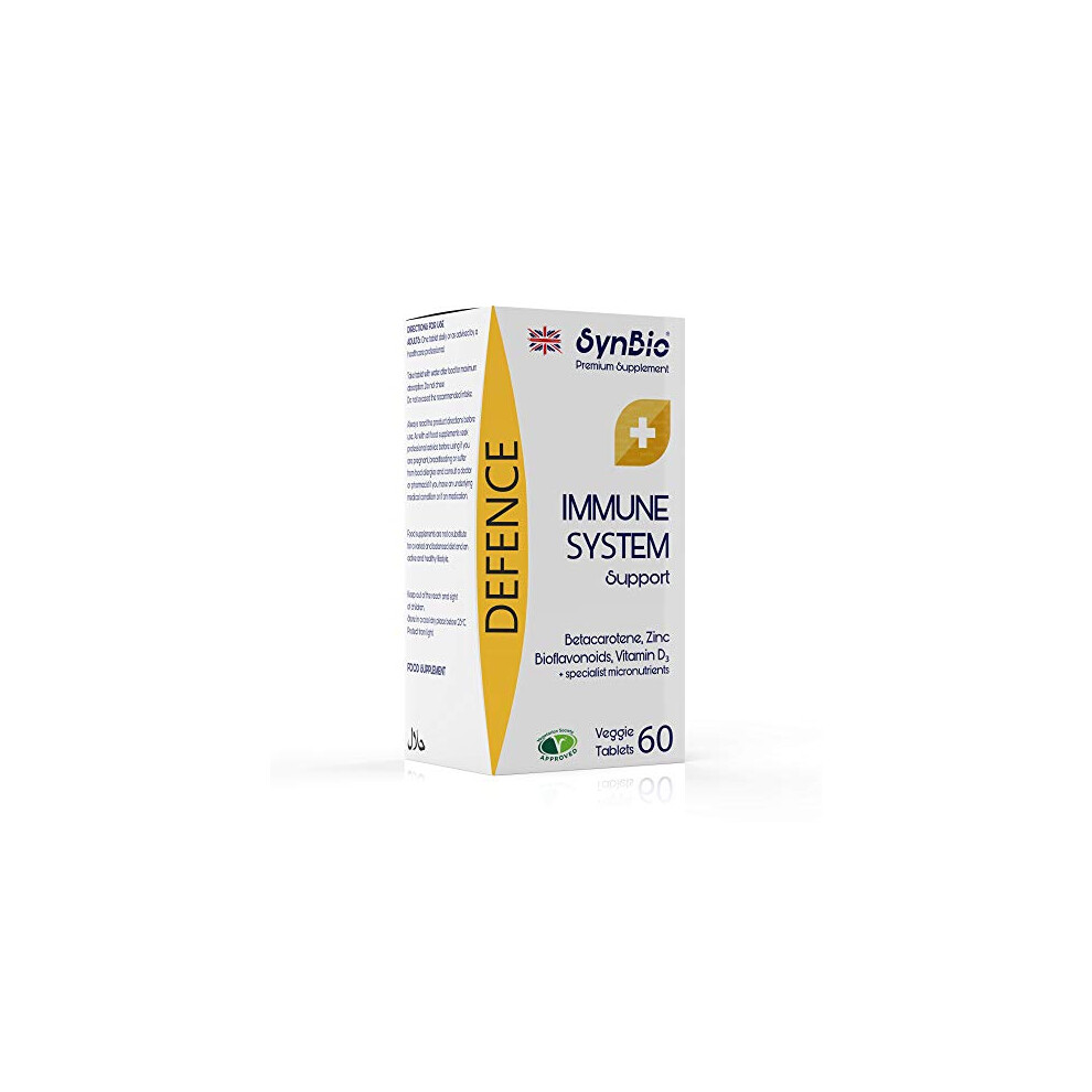 Synbio Premium+ Defence Immune Support | 60 Vegetarian Tablets | Dairy, Gelatine, Gluten & Nut Free | Uk Made In Gmp Facility