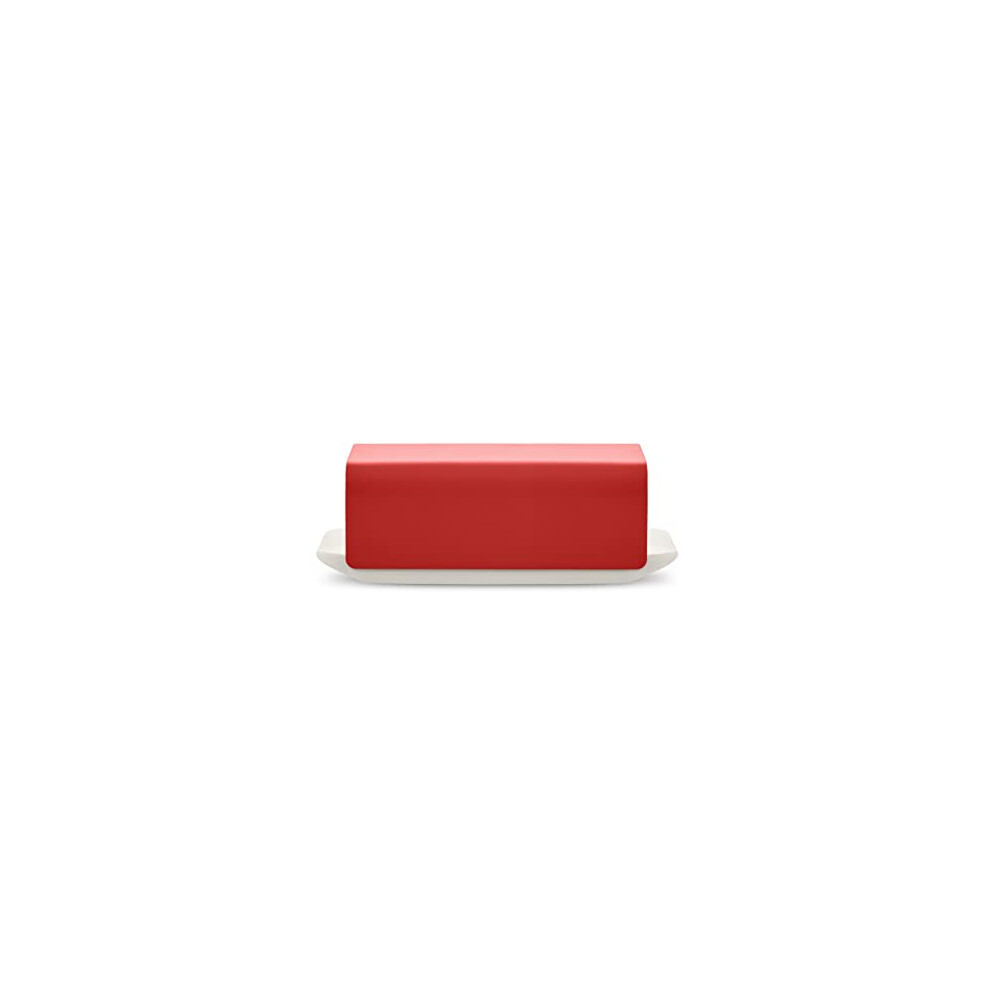 Alessi Mattina Bg04 R - Design Butter Container, Made Of Porcelain With Lid In 18/10 Stainless Steel, Colo With Epoxy Resin, Red