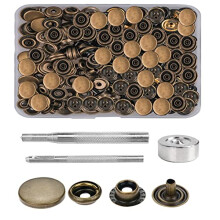 128PCS Press Studs Cap Button Stainless Steel Snap Fasteners Kit with Tool Leather Snaps Stud Fasteners Heavy Duty Snap Buttons Canvas Snaps Press