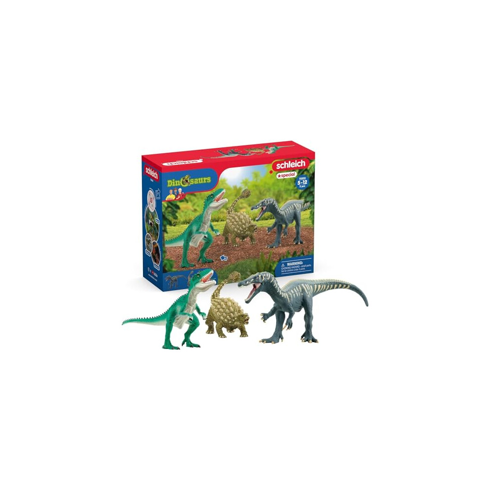 72203 Attack on the Dino Trio, Baryonyx, Giganotosaurus, Saichania, Dinosaurs Toy Figurine for children aged 4-12 Years