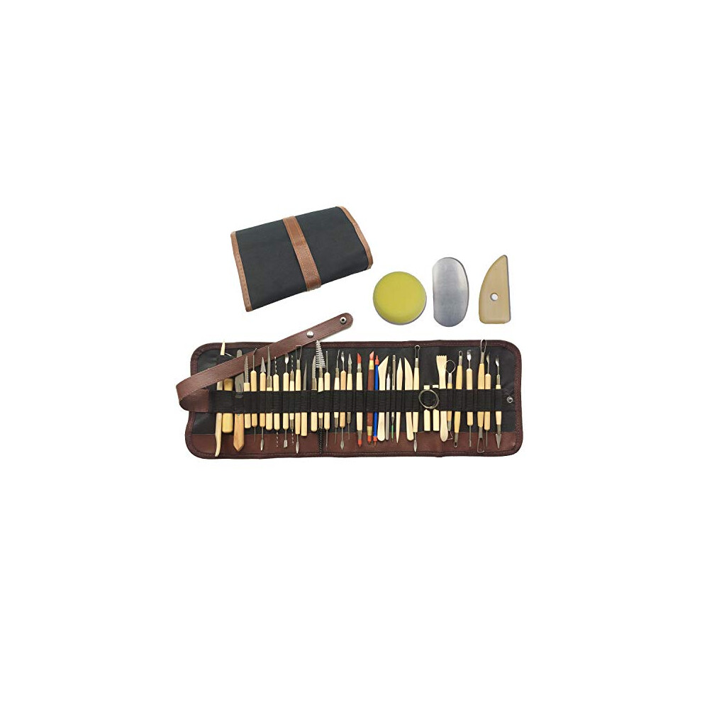 Wartoon 38Pack Sculpting Tools with Reusable Pouch for Polymer Clay Pottery Ceramic Art Craft