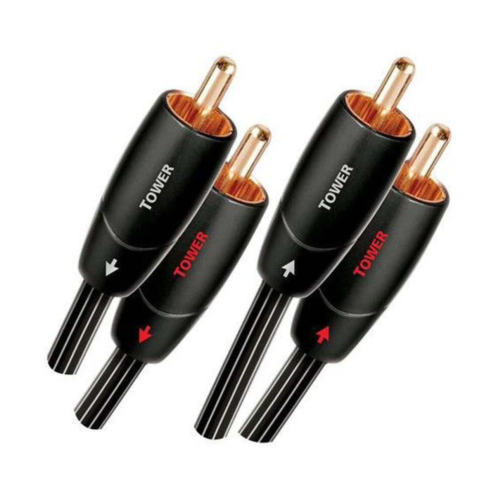 1m Tower RCA Audio Cable 2 x RCA Black - Audio Cables (2 x RCA, 2 x RCA, Copper, 1 m, Black)