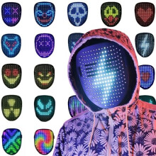 Led Mask with Gesture Sensing, LED Lighted Face Transforming Mask for Costume Cosplay Party Masquerade, light up mask for halloween