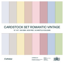 - Cardstock Set Romantic Vintage | Pack of 24 Double-Sided Cardstock for Cardmaking, Scrapbooking and Crafts Projects | Weight 240g | Size 30.48cm x
