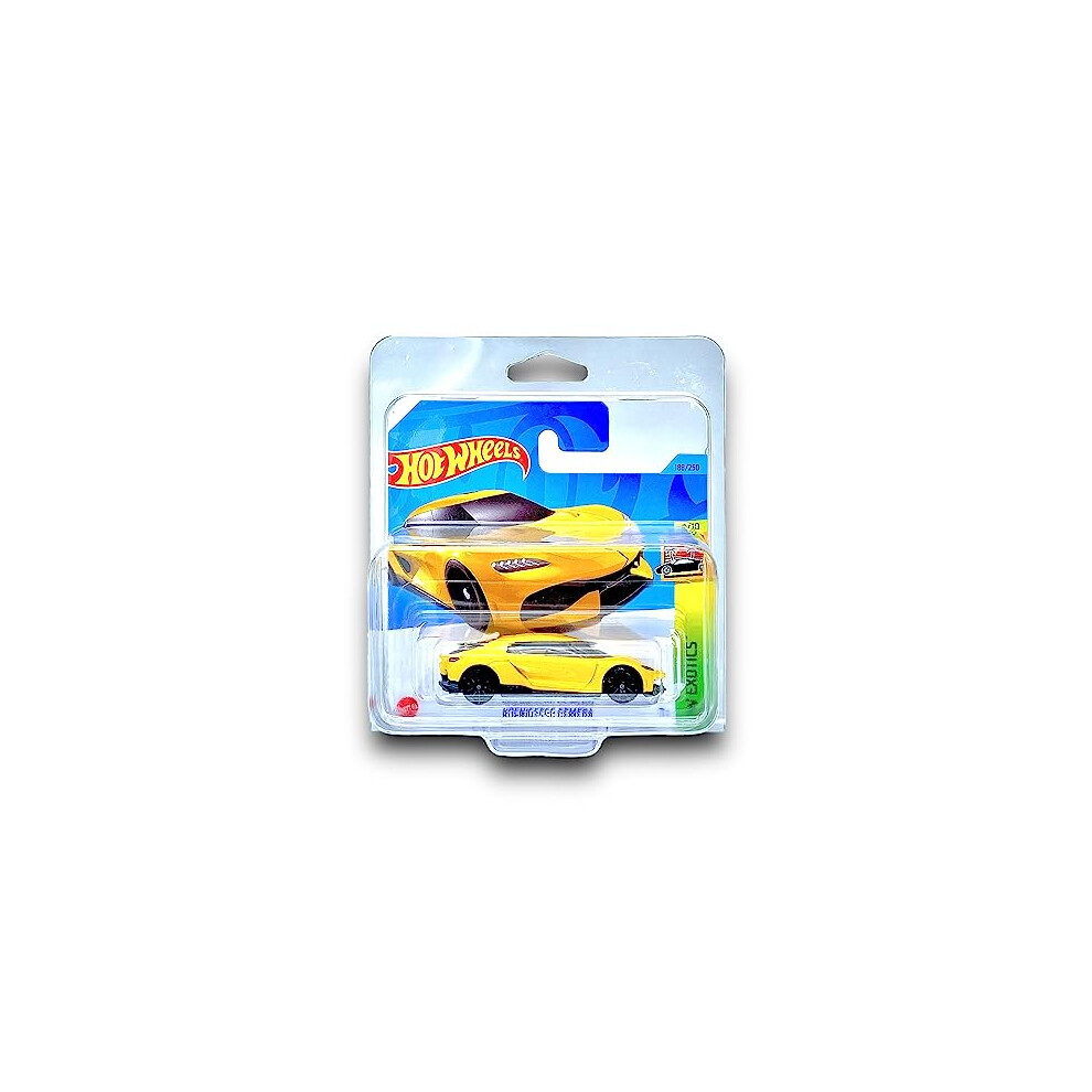 Koenigsegg Gemera (Yellow) 4/10 HW Exotics - 2023-188/250 (Short Card) - COMES IN A KLAS CAR KEEPER PROTECTIVE COLLECTORS CASE - HKH95