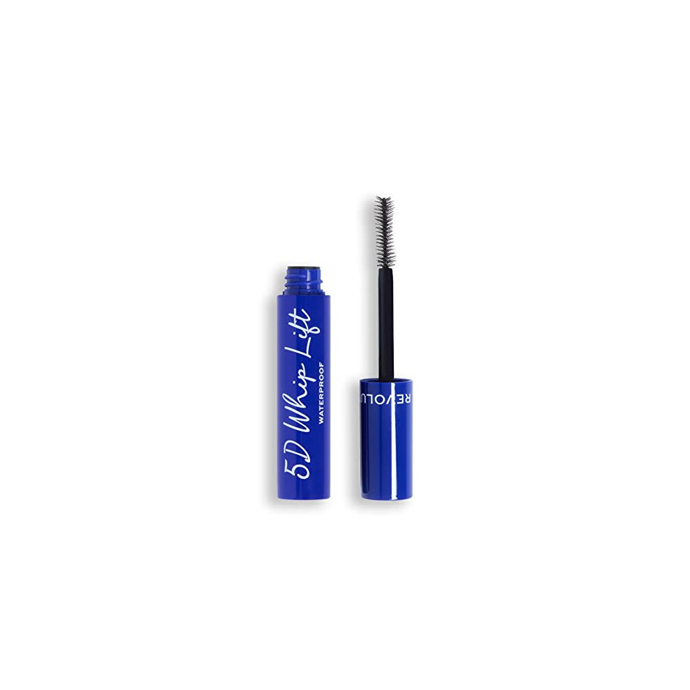 Makeup Revolution 5D Whip Lift Waterproof Mascara, Maximum Lift, Length & Volume, Long-Lasting, Smudge Resistant, 12 Ml Black