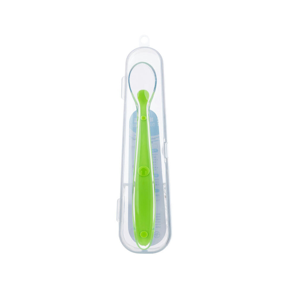 (6406 Storage Box Green) Dorado Cloth All Silicone Baby Soft Spoon, Baby Silicone Spoon, Feeding Spoon, Soft Spoon, Silicone Spoon 6061