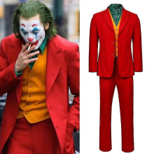 (With wig, L) Movie Joker Cosplay Costume For Men And Kids Arthur Fleck Full Set Halloween Fancy Dress Carnival Costume