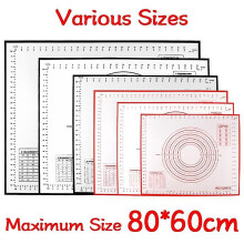 (Red, 80x60cm) Oversize 80/70/60cm Silicone Baking Mat Rolling Kneading Pad Pastry Tools Crepes Pizza Dough Non-stick Silicone Mat For Kitchen