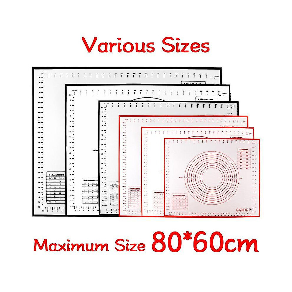 (Red, 80x60cm) Oversize 80/70/60cm Silicone Baking Mat Rolling Kneading Pad Pastry Tools Crepes Pizza Dough Non-stick Silicone Mat For Kitchen