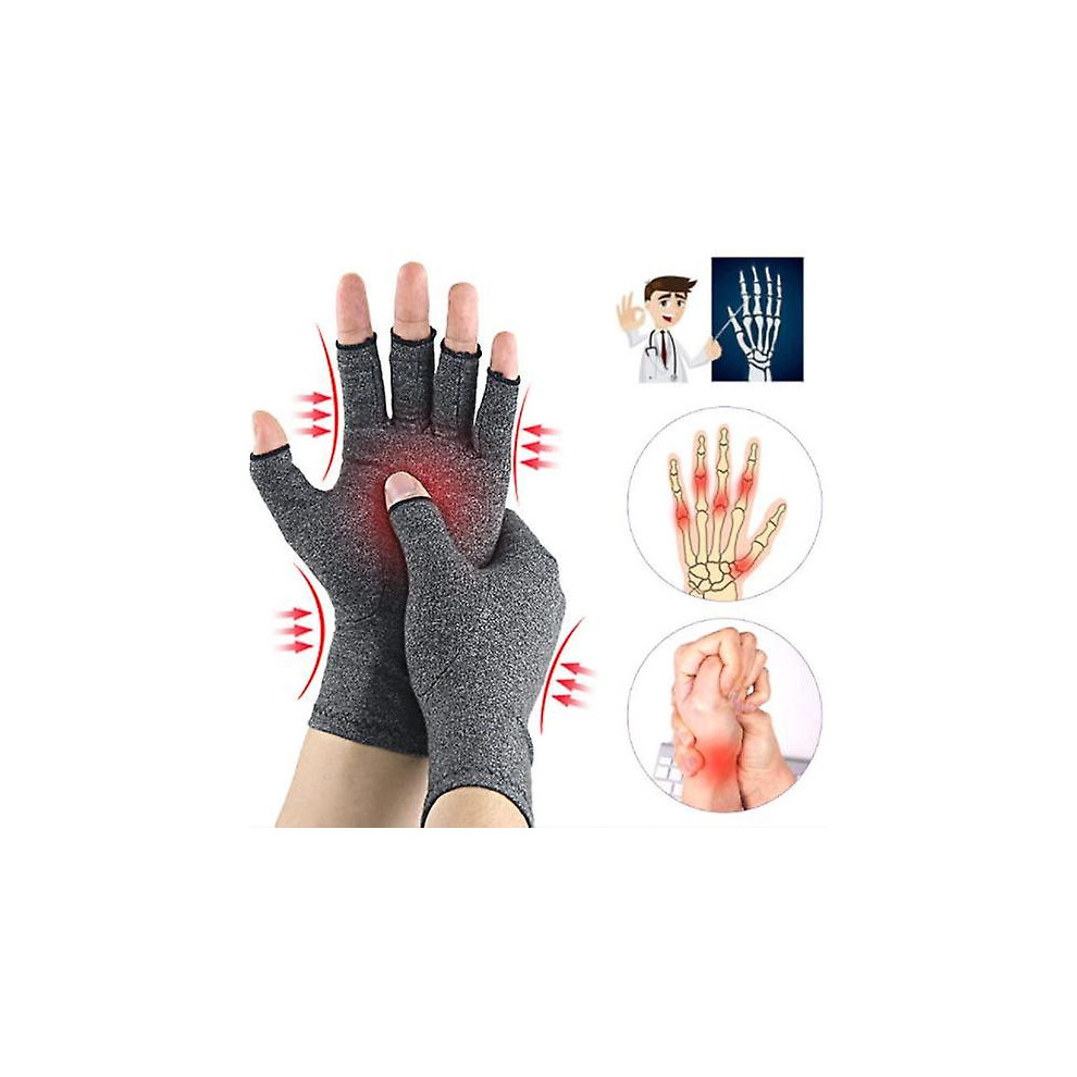 Grey (, L) Arthritis Gloves Compression Gloves For Arthritis Pain Relief Fingerless Gloves