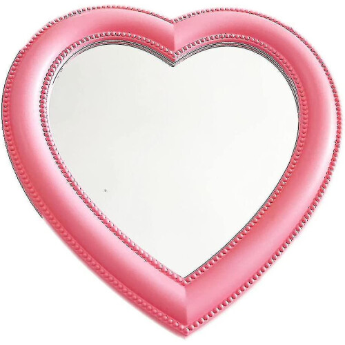 Makeup Mirror Heart Shape Mirror Tabletop Cosmetic Mirror Wall Hanging Mirror Pink