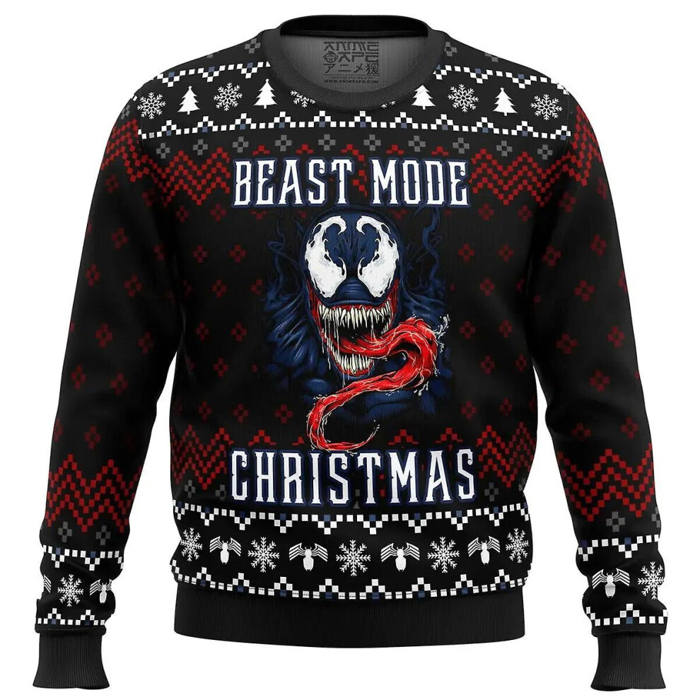 (EL zipper-081, Adult-M) Venom Beast Mode Christmas Ugly Christmas Clothing Gift Santa Claus Pullover Men 3d Autumn And Winter Sweatshirt