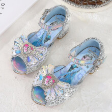 (picture color1, 32) Girls Sandals Frozen 2 Elsa Princess Shoes Little Girls Crystal Shoes Children High Heels Catwalk Show Shoes