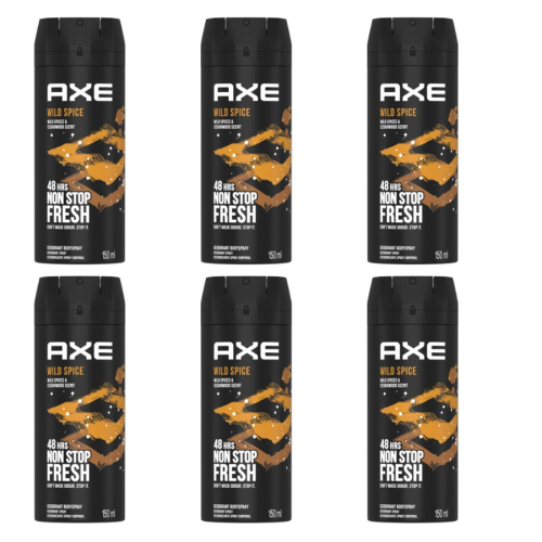6 x AXE (LYNX) Wild Spice 150ml Deodorant Body Spray