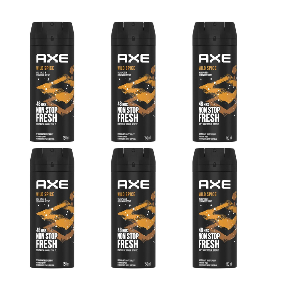 6 x AXE (LYNX) Wild Spice 150ml Deodorant Body Spray