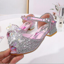 (picture color4, 26) Girls Sandals Frozen 2 Elsa Princess Shoes Little Girls Crystal Shoes Children High Heels Catwalk Show Shoes