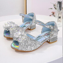 (picture color2, 36) Girls Sandals Frozen 2 Elsa Princess Shoes Little Girls Crystal Shoes Children High Heels Catwalk Show Shoes