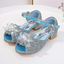 (picture color3, 36) Girls Sandals Frozen 2 Elsa Princess Shoes Little Girls Crystal Shoes Children High Heels Catwalk Show Shoes