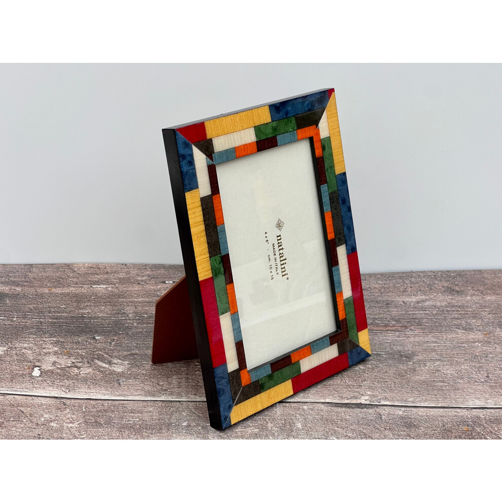 Natalini Multi-Coloured Marquetry Photo Frame 4 x 6