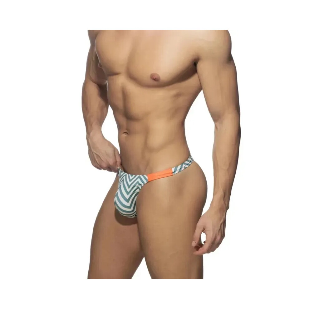 (Striped, S) Push Up Mens Thong Swimwear Bikini Sexy Gay Swim Briefs Mini Swimsuit Bulge Cup Swimming Trunk Beach Shorts Bathing Slip
