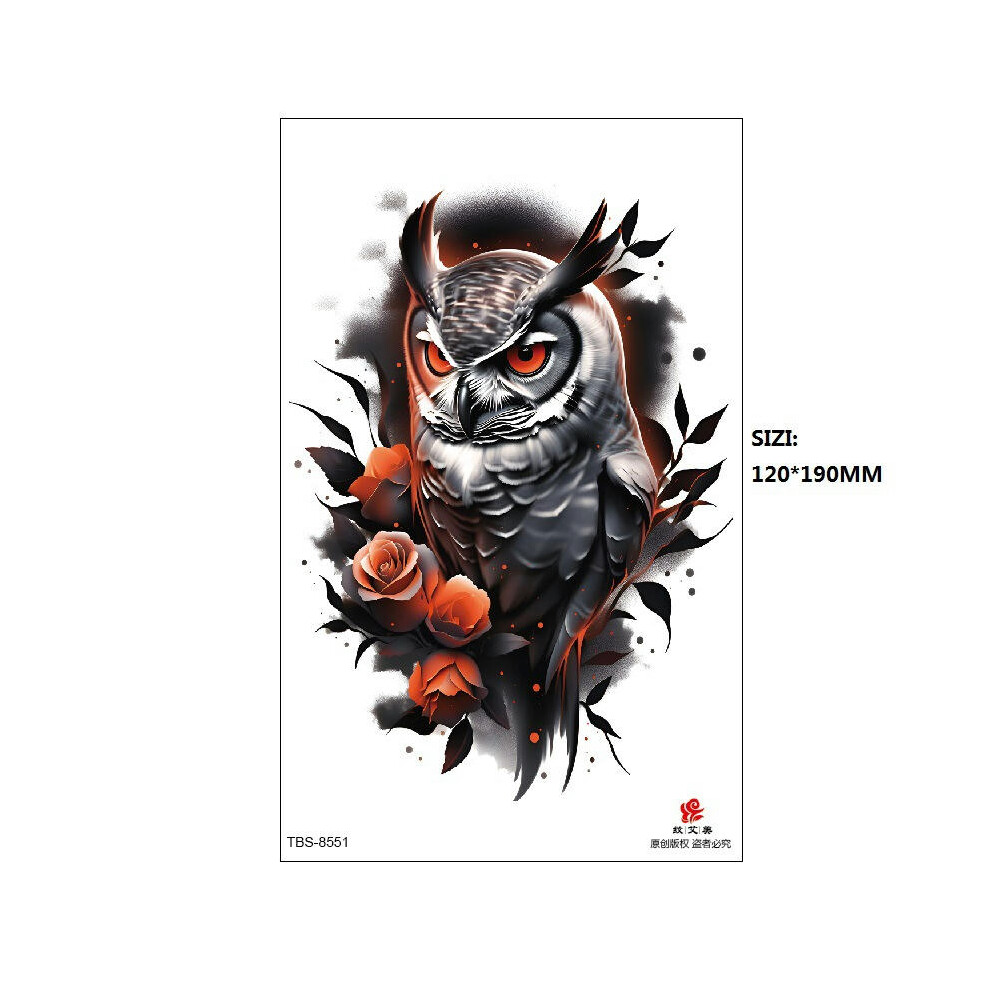 (TBS-8551, 120 * 190MM) New Black Butterfly Owl Sunflower Spot Wholesale Cross-Border Set Water Transfer Printing Simulation Temporary Tattoo Stickers