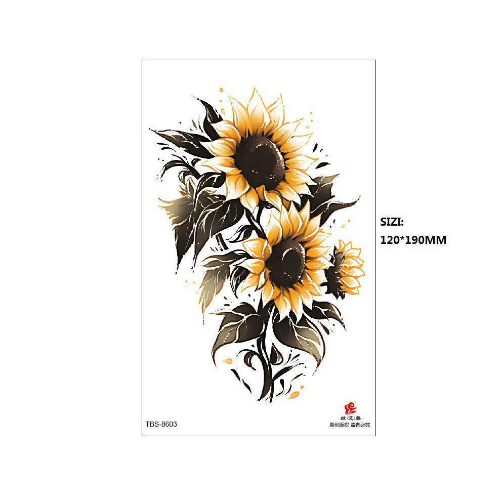 (TBS-8603, 120 * 190MM) New Black Butterfly Owl Sunflower Spot Wholesale Cross-Border Set Water Transfer Printing Simulation Temporary Tattoo Stickers