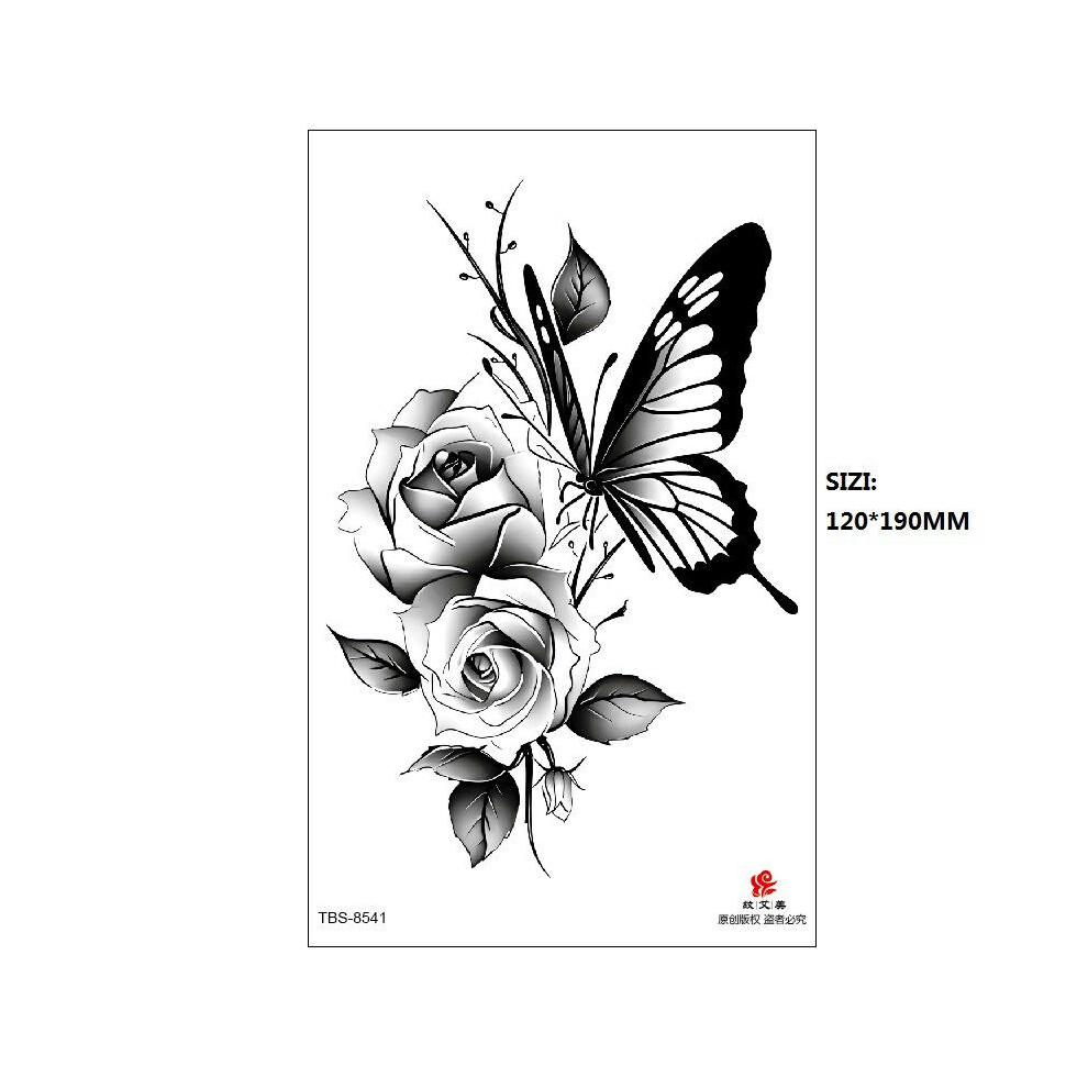 (TBS-8541, 120 * 190MM) New Black Butterfly Owl Sunflower Spot Wholesale Cross-Border Set Water Transfer Printing Simulation Temporary Tattoo Stickers