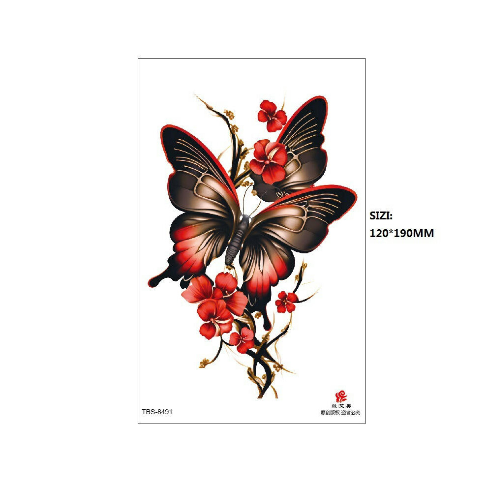 (TBS-8491, 120 * 190MM) New Black Butterfly Owl Sunflower Spot Wholesale Cross-Border Set Water Transfer Printing Simulation Temporary Tattoo Stickers