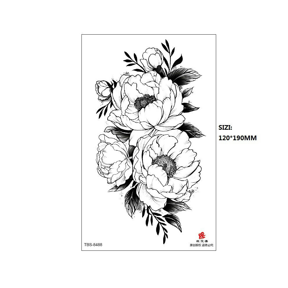 (TBS-8488, 120 * 190MM) New Black Butterfly Owl Sunflower Spot Wholesale Cross-Border Set Water Transfer Printing Simulation Temporary Tattoo Stickers