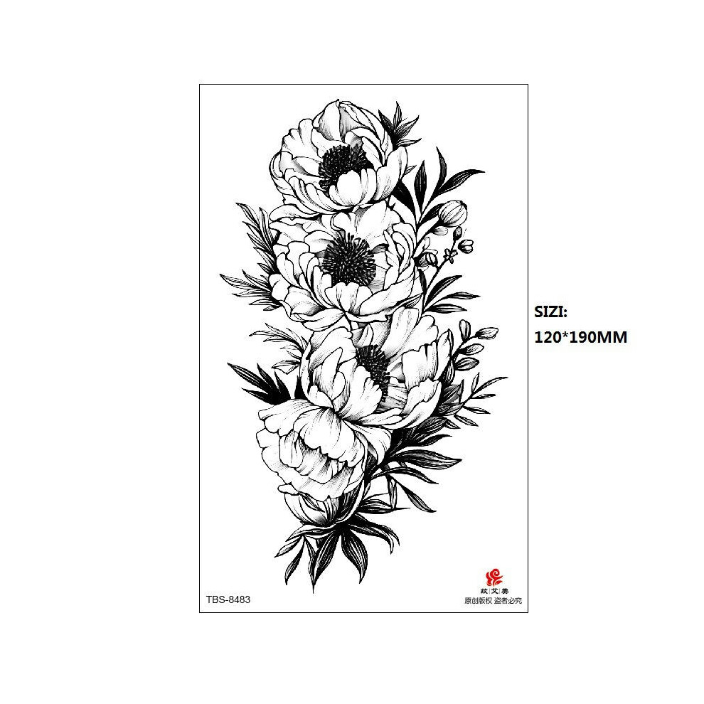 (TBS-8483, 120 * 190MM) New Black Butterfly Owl Sunflower Spot Wholesale Cross-Border Set Water Transfer Printing Simulation Temporary Tattoo Stickers