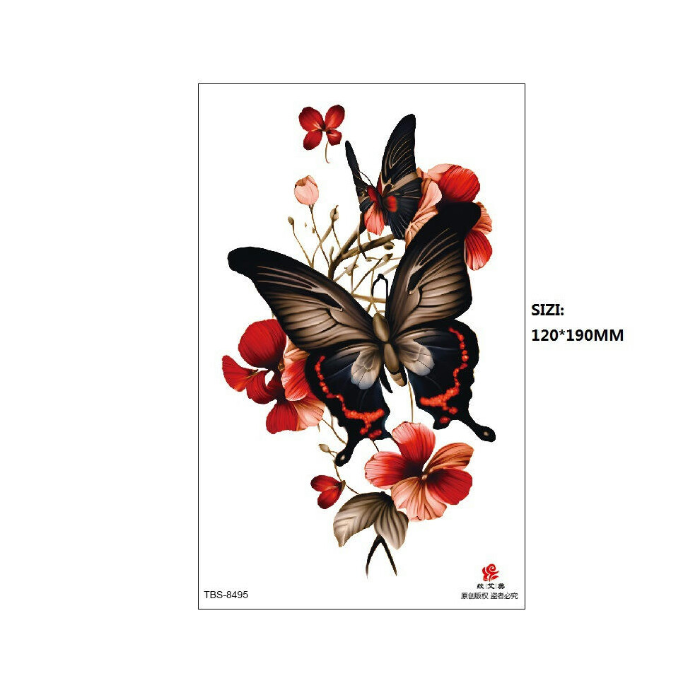 (TBS-8495, 120 * 190MM) New Black Butterfly Owl Sunflower Spot Wholesale Cross-Border Set Water Transfer Printing Simulation Temporary Tattoo Stickers