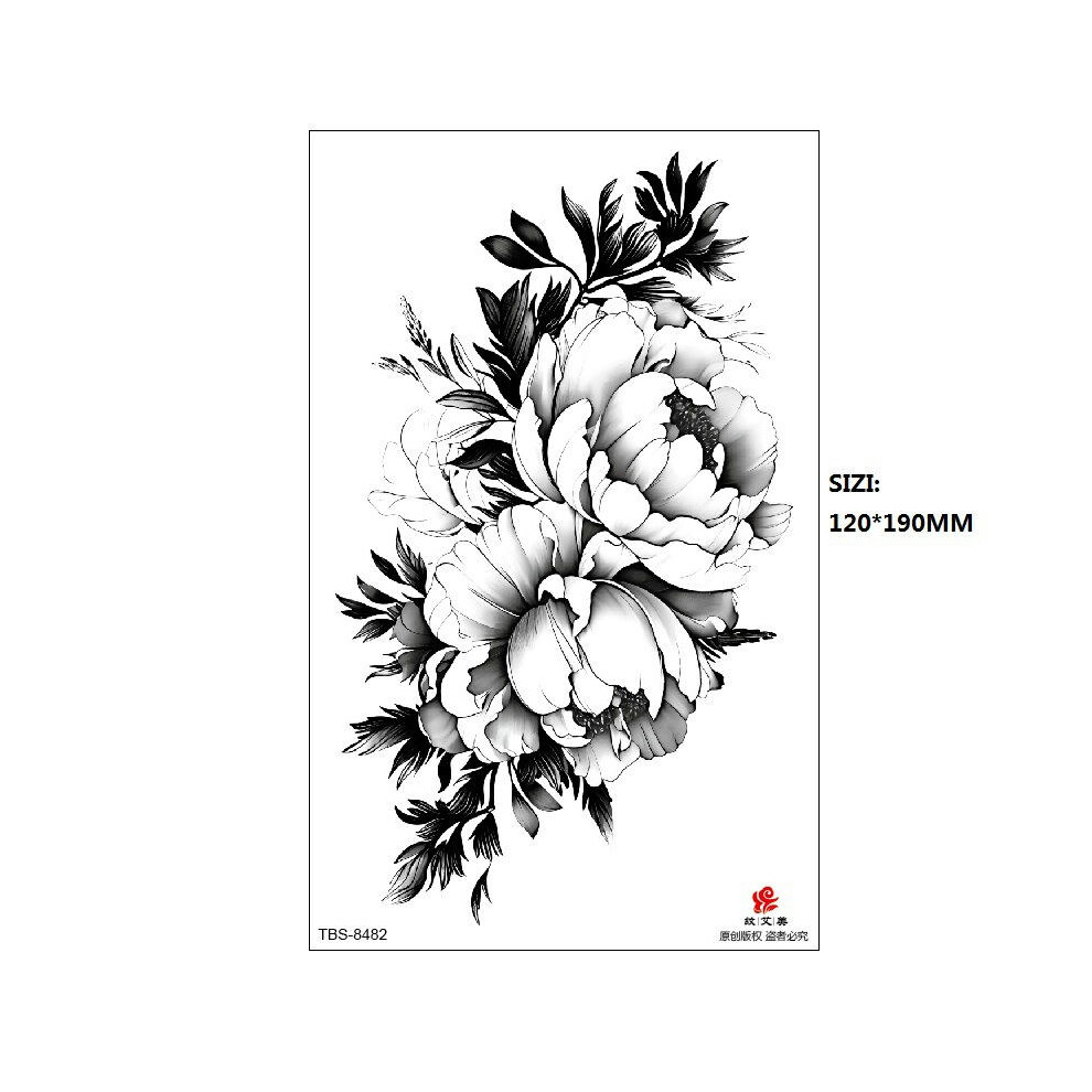 (TBS-8482, 120 * 190MM) New Black Butterfly Owl Sunflower Spot Wholesale Cross-Border Set Water Transfer Printing Simulation Temporary Tattoo Stickers