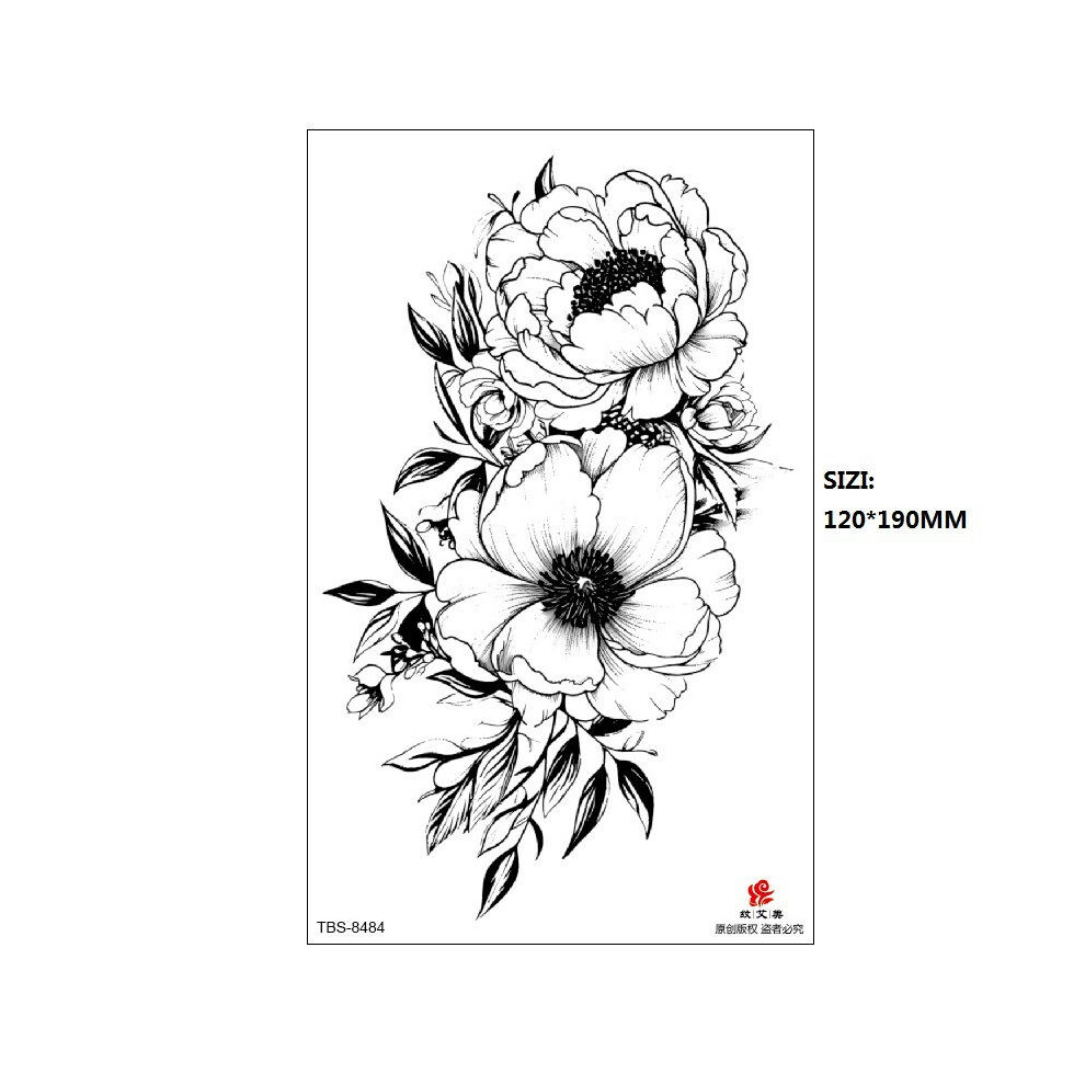 (TBS-8484, 120 * 190MM) New Black Butterfly Owl Sunflower Spot Wholesale Cross-Border Set Water Transfer Printing Simulation Temporary Tattoo Stickers