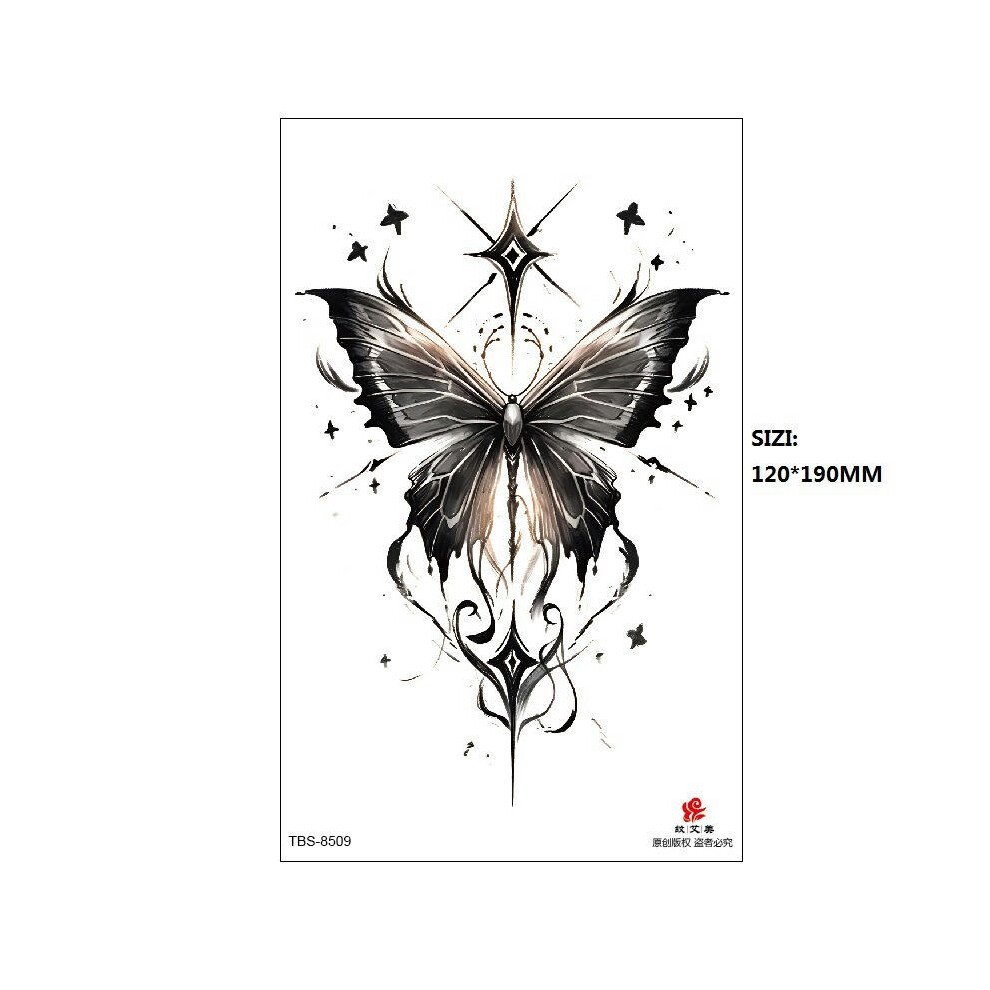 (TBS-8509, 120 * 190MM) New Black Butterfly Owl Sunflower Spot Wholesale Cross-Border Set Water Transfer Printing Simulation Temporary Tattoo Stickers