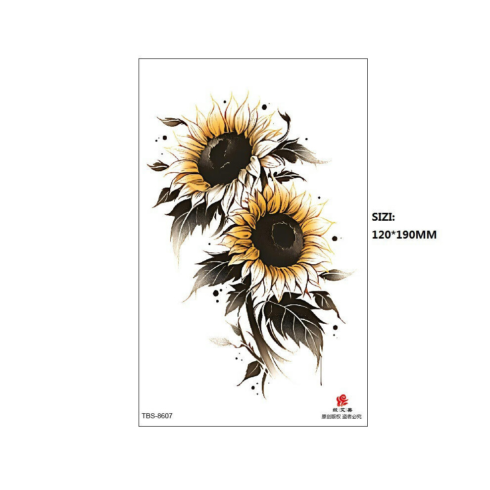 (TBS-8607, 120 * 190MM) New Black Butterfly Owl Sunflower Spot Wholesale Cross-Border Set Water Transfer Printing Simulation Temporary Tattoo Stickers