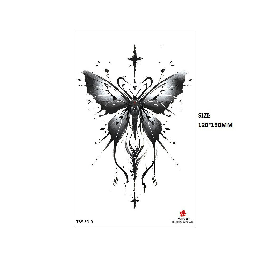 (TBS-8510, 120 * 190MM) New Black Butterfly Owl Sunflower Spot Wholesale Cross-Border Set Water Transfer Printing Simulation Temporary Tattoo Stickers