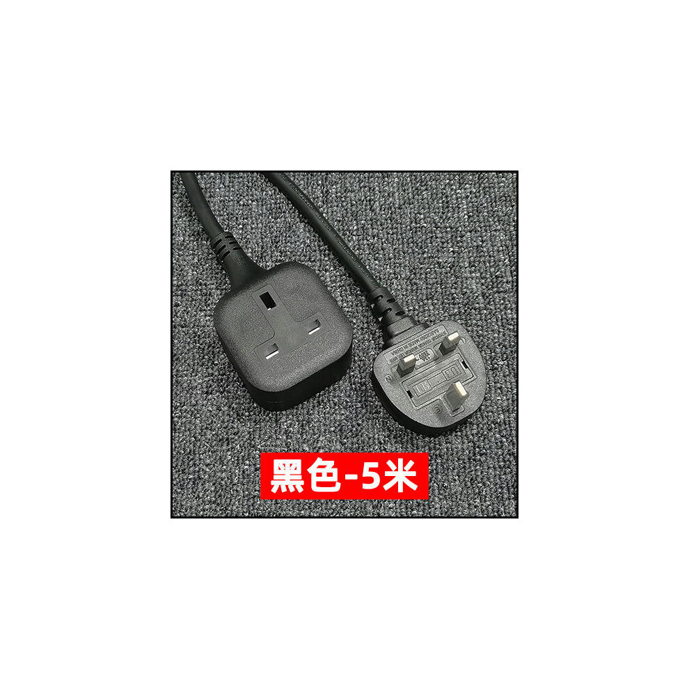 (Black -5 meters) Suitable For Recording Tourist Camping Programs, Socket Extension Cable, Hong Kong Singapore Plug Cable, Anti Drop British Power Ext