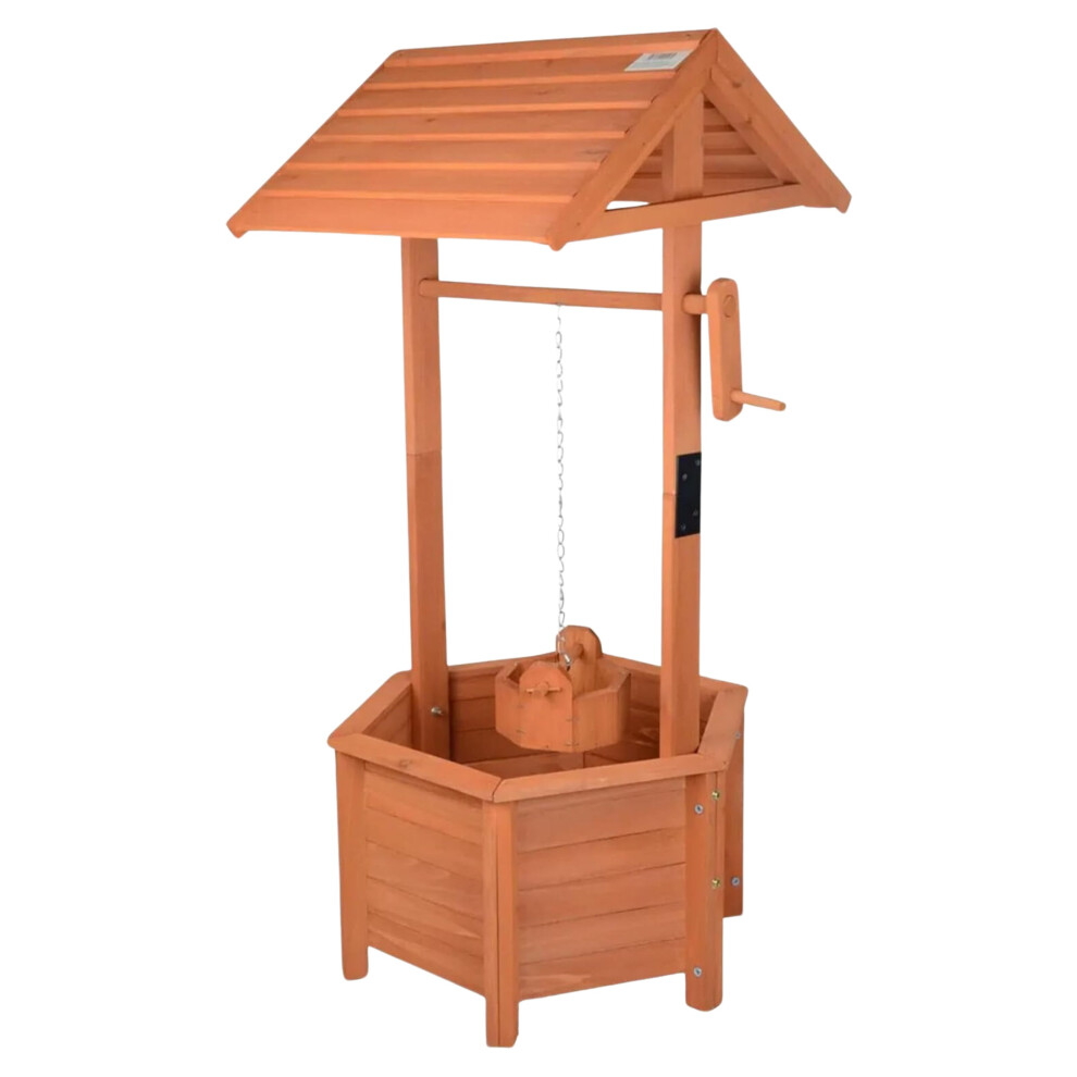 Aamen Large Wooden Planters For Outdoor - Garden Decorative Wishing Well Bucket Planter
