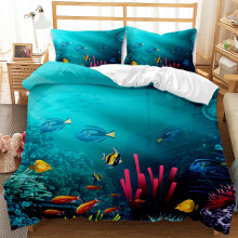 (Style 02, Single(135X200CM/2PCS)) Underwater world Bedding Single Double Duvet Cover