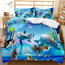 (Style 04, Single(135X200CM/2PCS)) Underwater world Bedding Single Double Duvet Cover