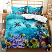 (Style 07, King(220X240CM/3PCS)) Underwater world Bedding Single Double Duvet Cover