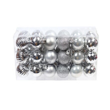 (2 silver) 36pcs Glitter Christmas Shatterproof Ball Baubles Ornament Xmas Tree Pendant