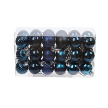 (4 Navy blue) 36pcs Glitter Christmas Shatterproof Ball Baubles Ornament Xmas Tree Pendant