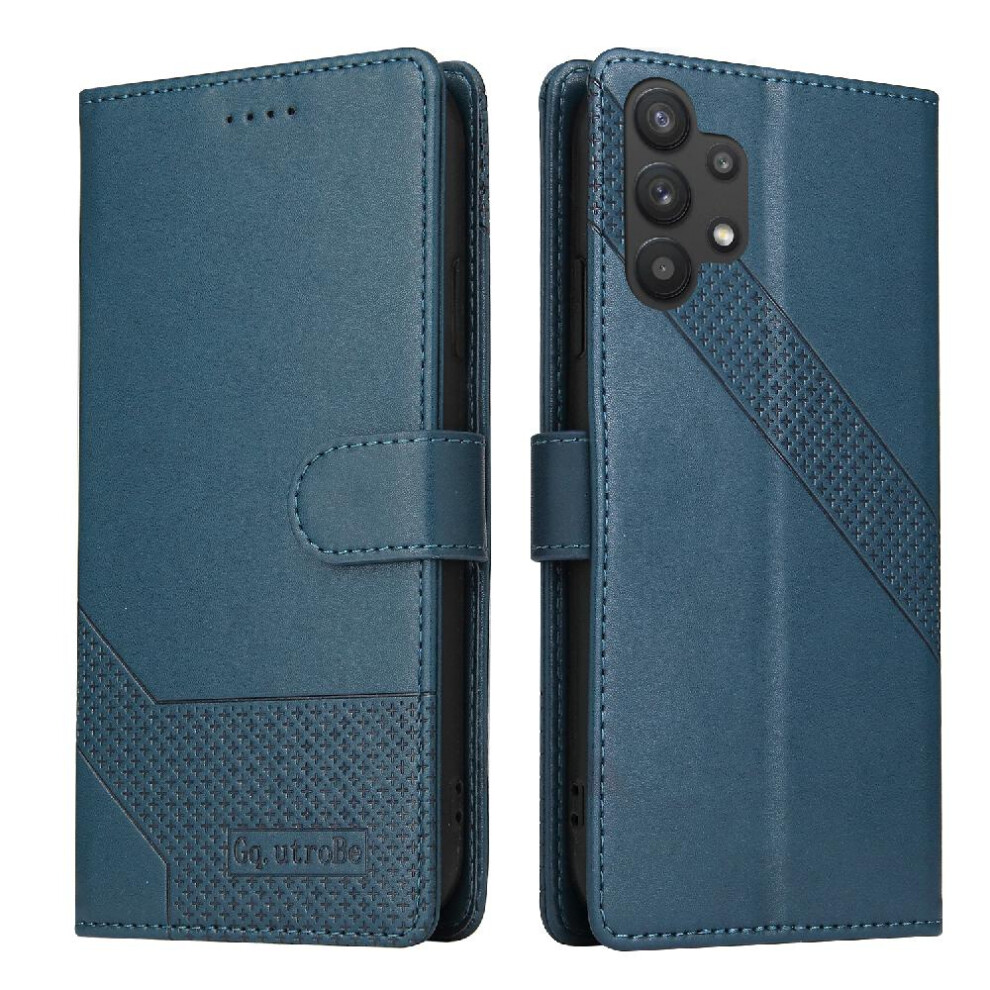 (Blue) Flip Case For Samsung Galaxy A32 5G Three Card Slots Premium Leather 4 Corner Protection Shockproof Kickstand Blue 764762758868