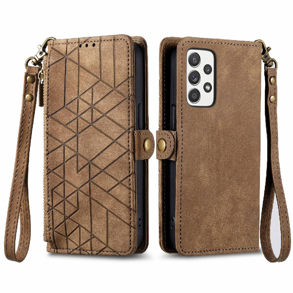 (Brown) Flip Case For Samsung Galaxy A53 5G Simple Business Shockproof Flip Cover Wallet Leather Case Brown 764762759360