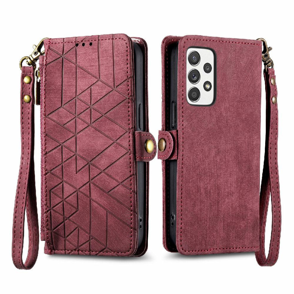 (Red) Flip Case For Samsung Galaxy A53 5G Simple Business Shockproof Flip Cover Wallet Leather Case Red 764762759407