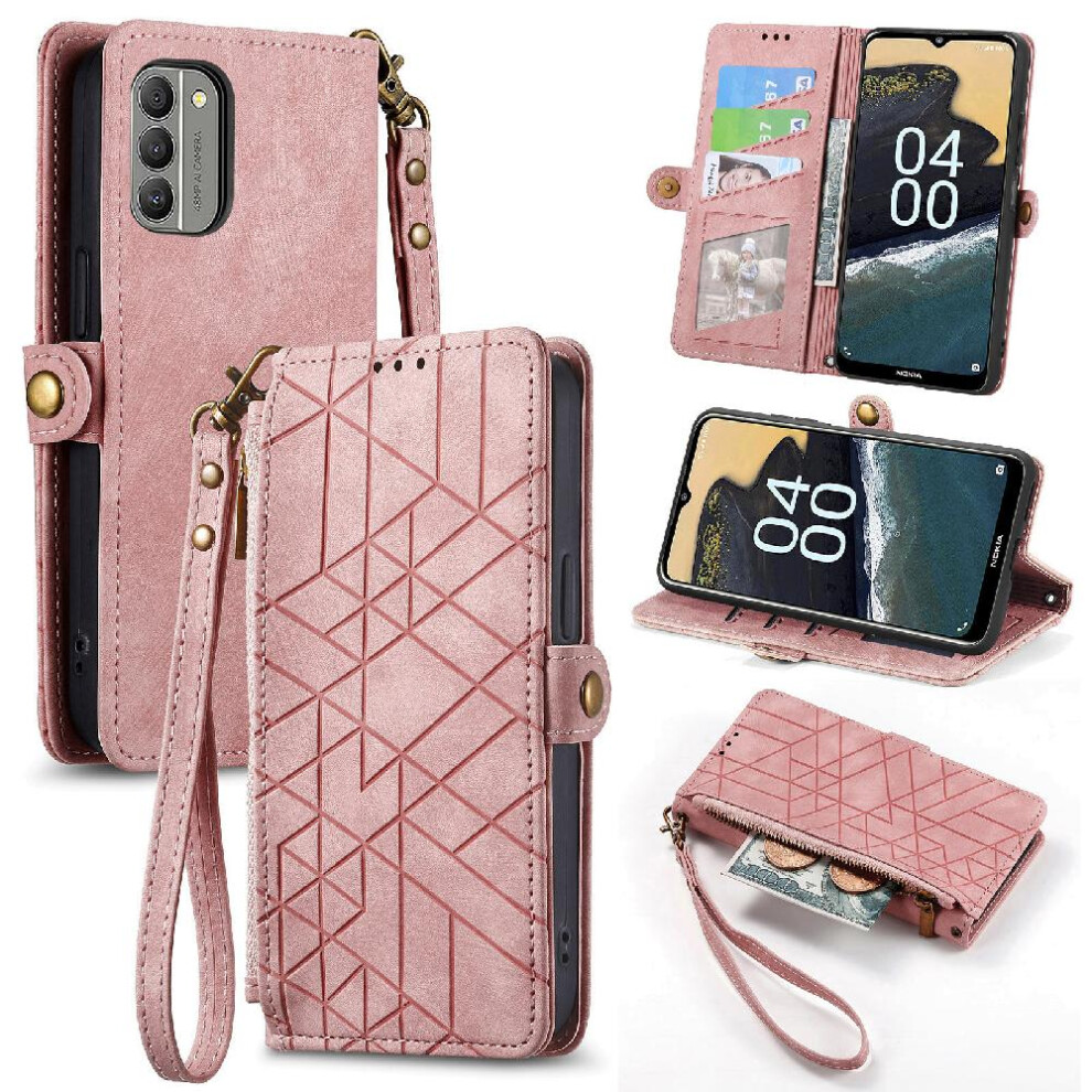 (Pink) Flip Case For Nokia G400 Simple Business Flip Cover Shockproof Leather Case Wallet Pink 764762760670